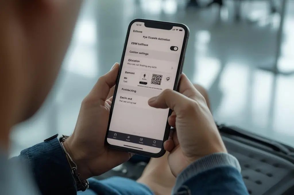 Smartphone displaying eSIM activation screen for Japan travel