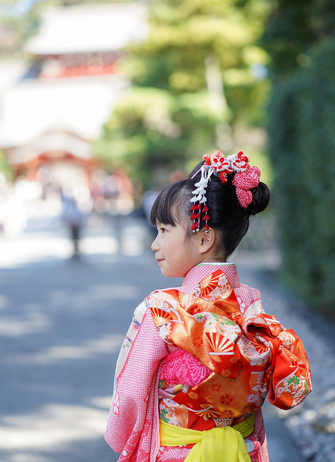 girl wearing kimono in Kamakura